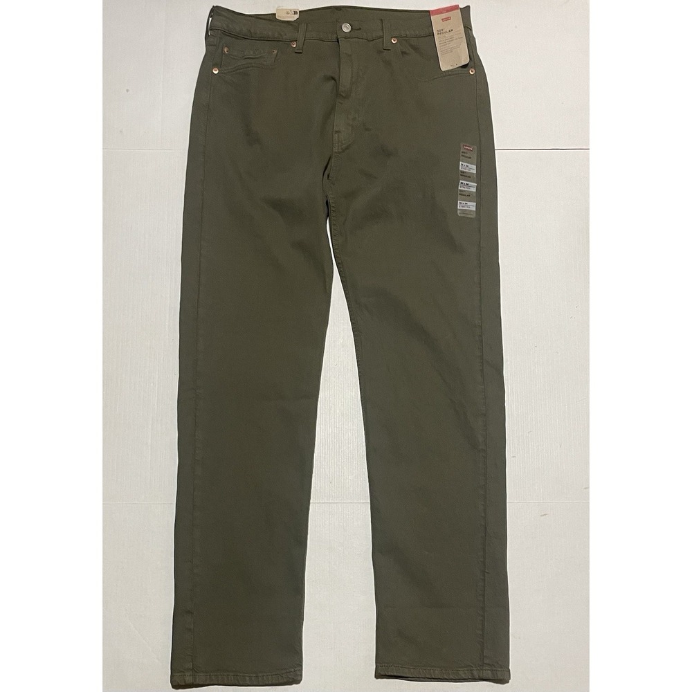 Levi Men's 505 Jeans Regular Fit Straight Leg Size 36 X‎ 34 Olive Green NWT